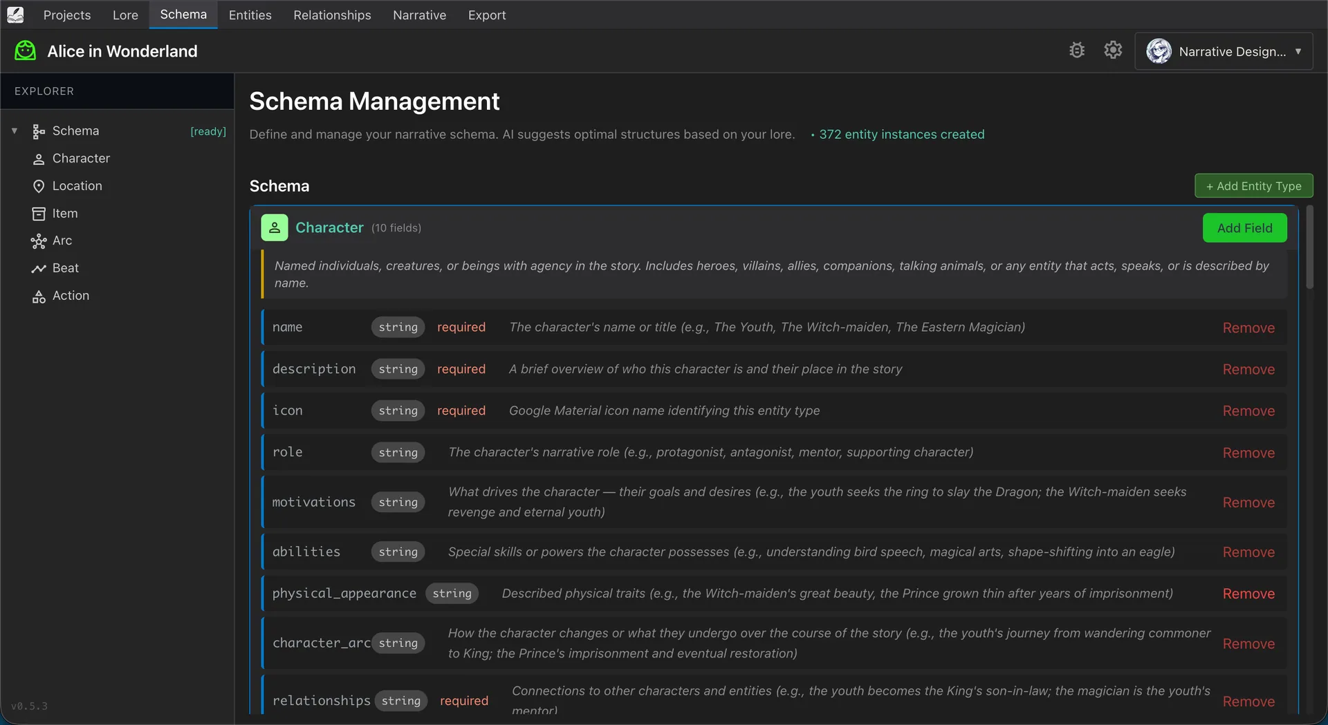 AI-generated schema management